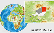 Physical Location Map of Bilma, highlighted country, highlighted parent region, within the entire country