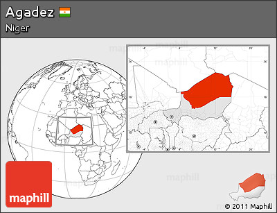 Blank Location Map of Agadez, highlighted country, within the entire country