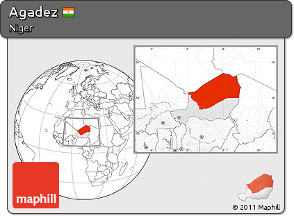 Blank Location Map of Agadez, highlighted country, within the entire country