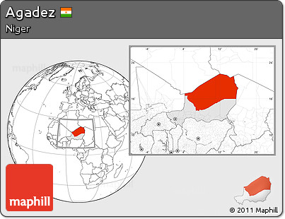 Blank Location Map of Agadez, highlighted country, within the entire country