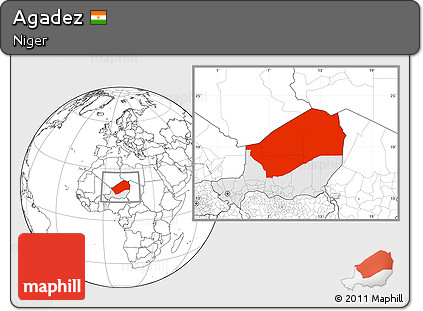 Blank Location Map of Agadez, highlighted country
