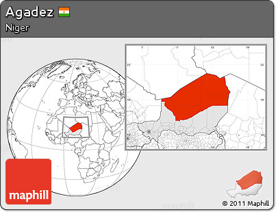 Blank Location Map of Agadez, highlighted country