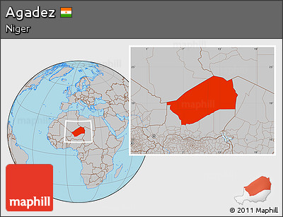 Gray Location Map of Agadez