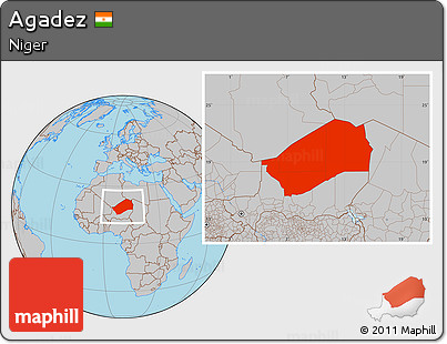 Gray Location Map of Agadez