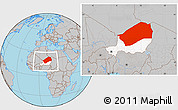 Gray Location Map of Agadez, highlighted country, within the entire country