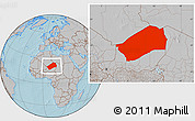 Gray Location Map of Agadez, hill shading