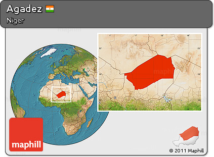 Satellite Location Map of Agadez