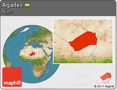 Satellite Location Map of Agadez