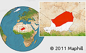Satellite Location Map of Agadez, highlighted country