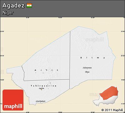 Classic Style Map of Agadez, single color outside
