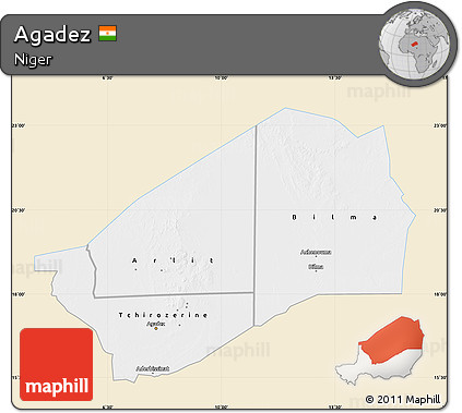 Classic Style Map of Agadez, single color outside