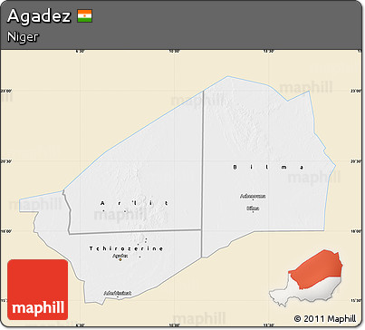 Classic Style Map of Agadez, single color outside