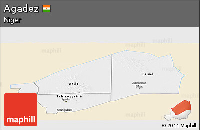 Classic Style Panoramic Map of Agadez, single color outside