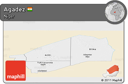 Classic Style Panoramic Map of Agadez, single color outside