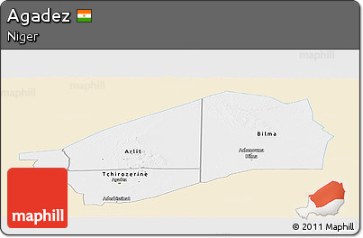 Classic Style Panoramic Map of Agadez, single color outside