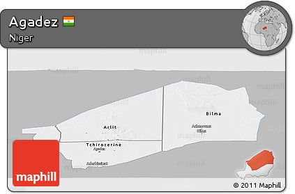 Gray Panoramic Map of Agadez, single color outside