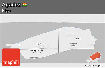 Gray Panoramic Map of Agadez, single color outside