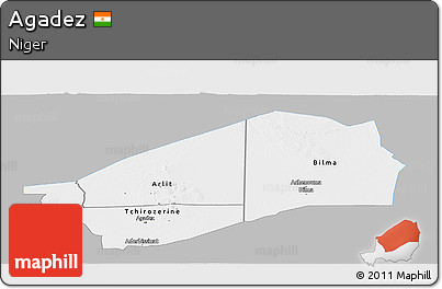 Gray Panoramic Map of Agadez, single color outside