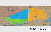 Political Panoramic Map of Agadez, semi-desaturated