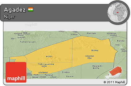 Savanna Style Panoramic Map of Agadez