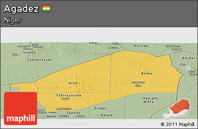 Savanna Style Panoramic Map of Agadez