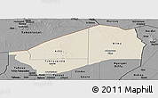 Shaded Relief Panoramic Map of Agadez, darken, desaturated