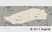 Shaded Relief Panoramic Map of Agadez, darken, semi-desaturated