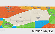 Shaded Relief Panoramic Map of Agadez, political shades outside