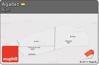 Silver Style Panoramic Map of Agadez, single color outside
