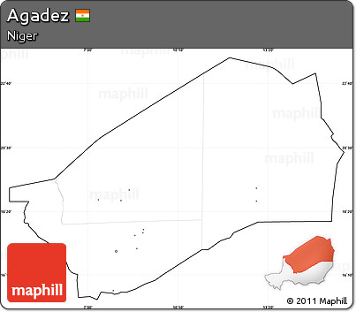 Blank Simple Map of Agadez, cropped outside, no labels