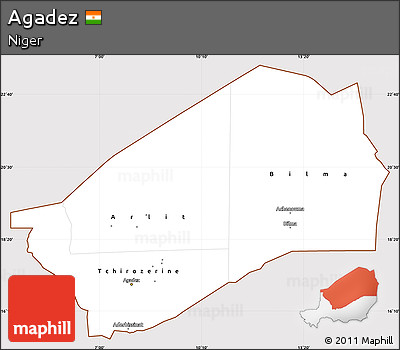 Classic Style Simple Map of Agadez, cropped outside