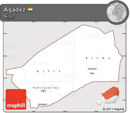 Classic Style Simple Map of Agadez, cropped outside