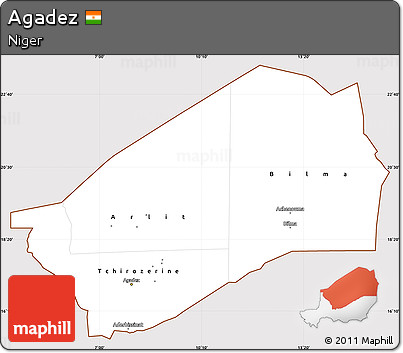 Classic Style Simple Map of Agadez, cropped outside