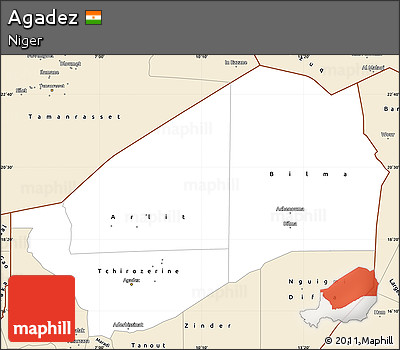 Classic Style Simple Map of Agadez