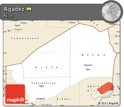 Classic Style Simple Map of Agadez