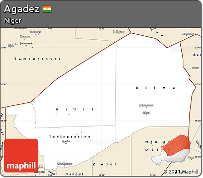 Classic Style Simple Map of Agadez