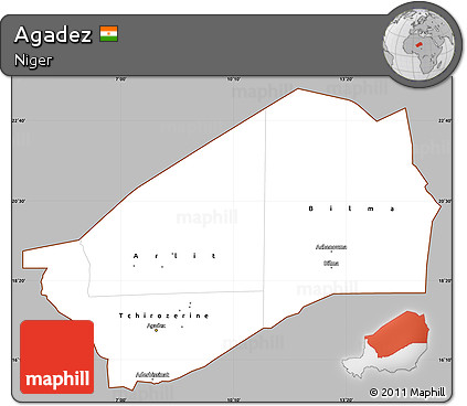Gray Simple Map of Agadez, cropped outside