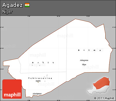 Gray Simple Map of Agadez, cropped outside
