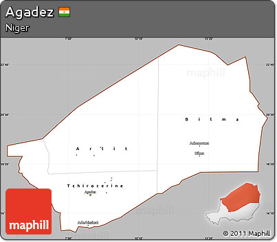 Gray Simple Map of Agadez, cropped outside