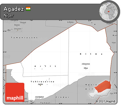 Gray Simple Map of Agadez