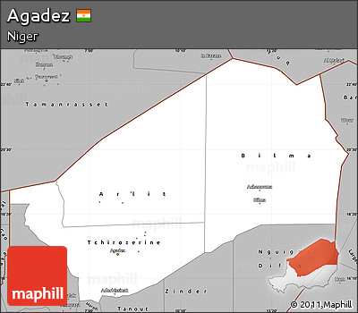 Gray Simple Map of Agadez