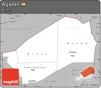 Gray Simple Map of Agadez