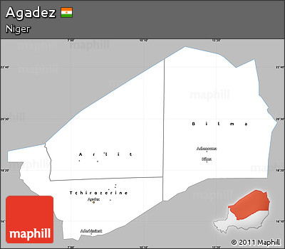 Gray Simple Map of Agadez, single color outside