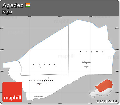 Gray Simple Map of Agadez, single color outside