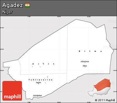 Silver Style Simple Map of Agadez, cropped outside