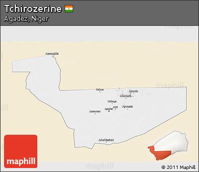 Classic Style 3D Map of Tchirozerine, single color outside