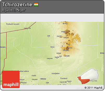 Physical 3D Map of Tchirozerine