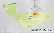 Physical 3D Map of Tchirozerine, lighten, desaturated