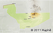 Physical 3D Map of Tchirozerine, lighten, semi-desaturated