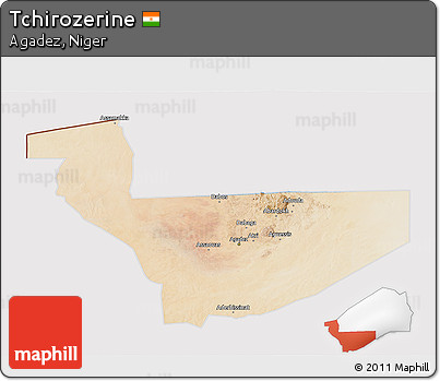 Satellite 3D Map of Tchirozerine, cropped outside